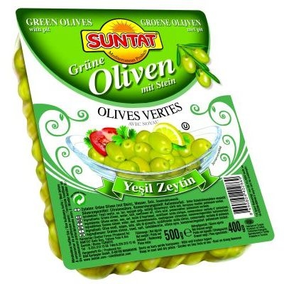 Green Olives w. pit 400g