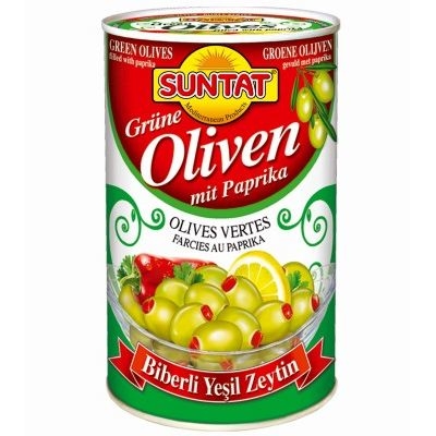 Green Olives w. pepper (1500ml)-800g tin