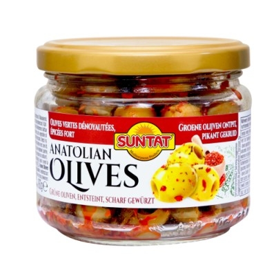 G. Olives pitted, hot 300ml Gl