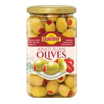 Grüne Oliven m.Tomatenpaste 850ml(850g) Gl.