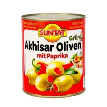 SUNTAT Green Olives with Peppers 12x850ml Can
