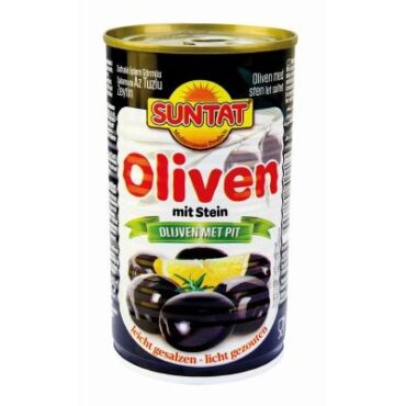 SUNTAT Black Olives, Low Salt 24x400ml Can