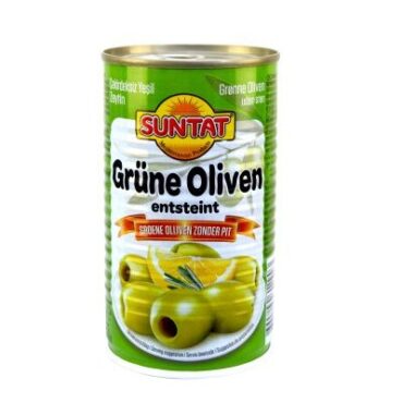 SUNTAT Green Olives, Pitted, 24x400ml, Tank.