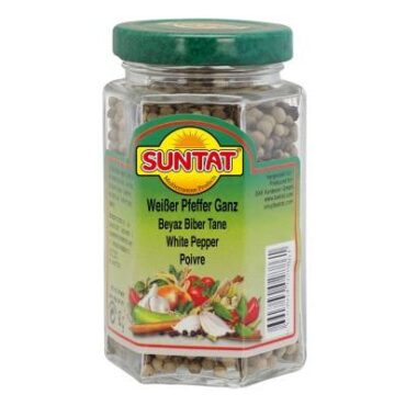 SUNTAT Poivre blanc en grains 12 x 90 g, sachet.