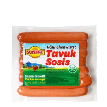 Saucisse de poulet 400 g, sous vide.